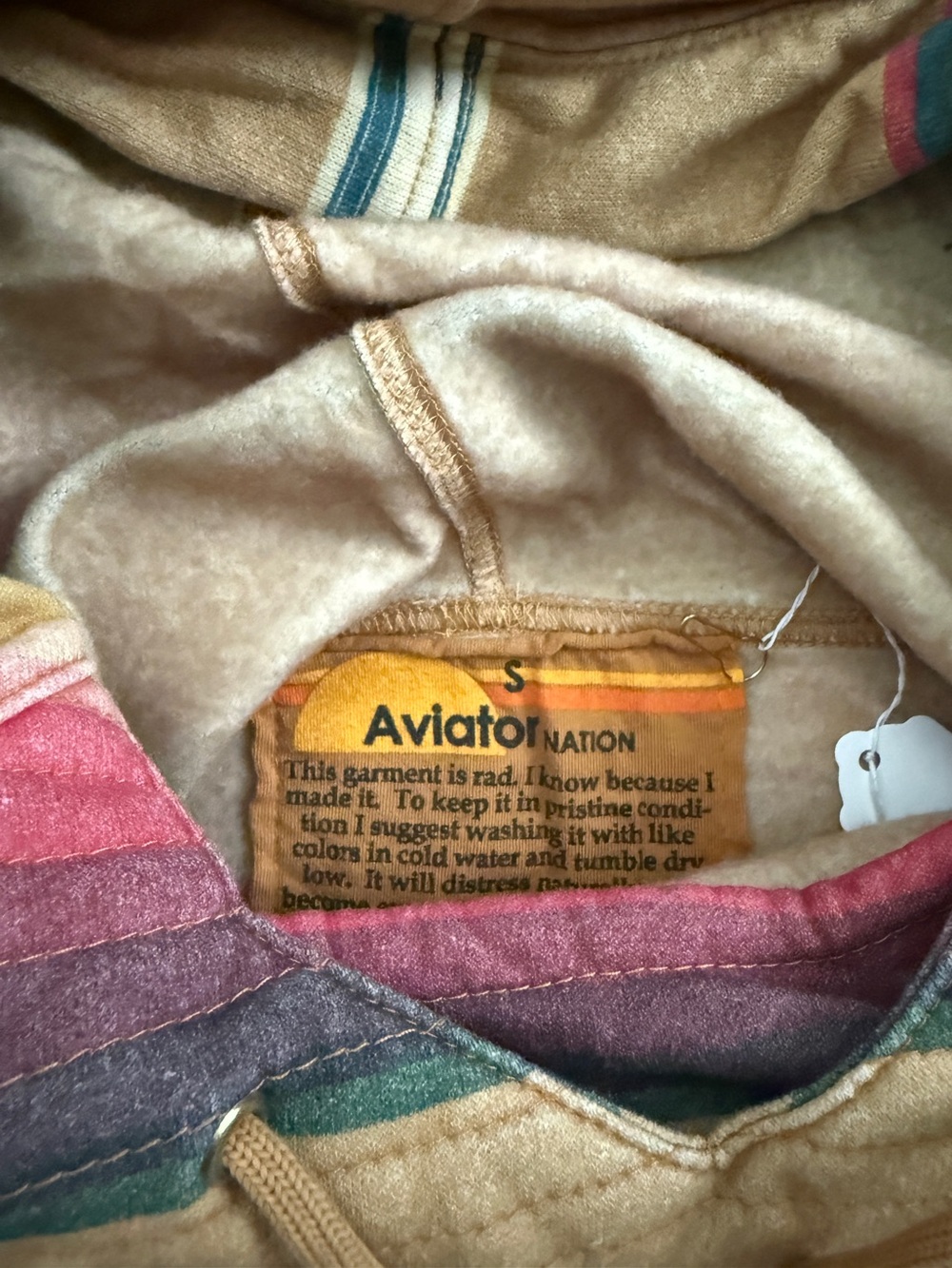 Aviator Nation Ninja hoodie tan / pink sweatshirt w/ matching pants NWT, size S - Picture 9 of 9